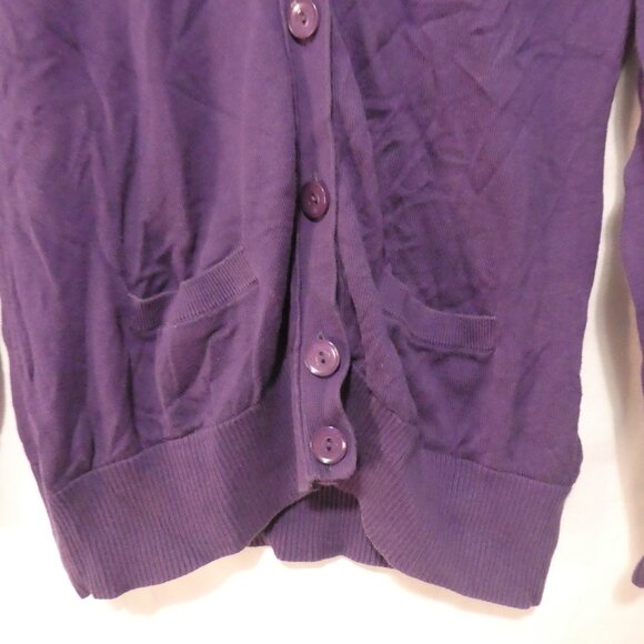 TOMMY HILFIGER | large | Purple Button-Up V-Neck Cardigan | 100% Prima Cotton - Picture 7 of 15